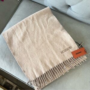 NEW with Tag €360 MISSONI Beige 100% Wool Scarf with Tag Made in ITALY